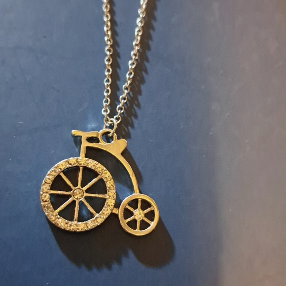 Lolita Jewelry - Lolita Bike old-fashioned bicycle trike tricycle textured shiny silver nwt